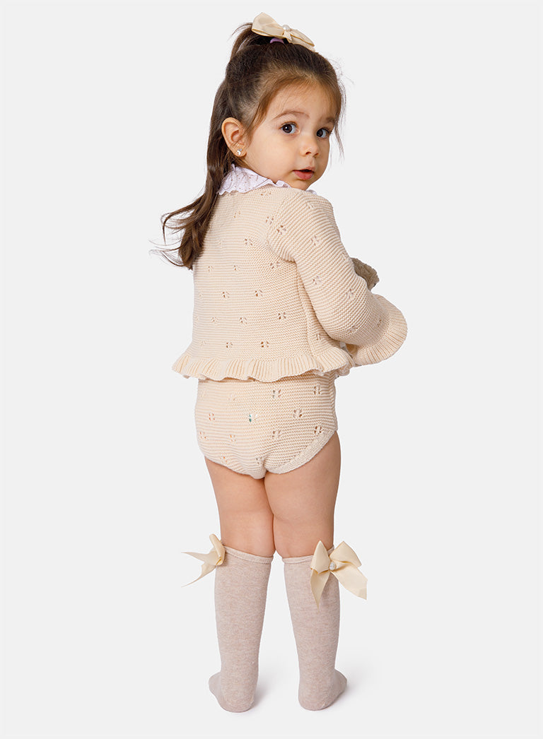 Baby Girl Iria Collection 3-piece Spanish Knitted Set - Beige