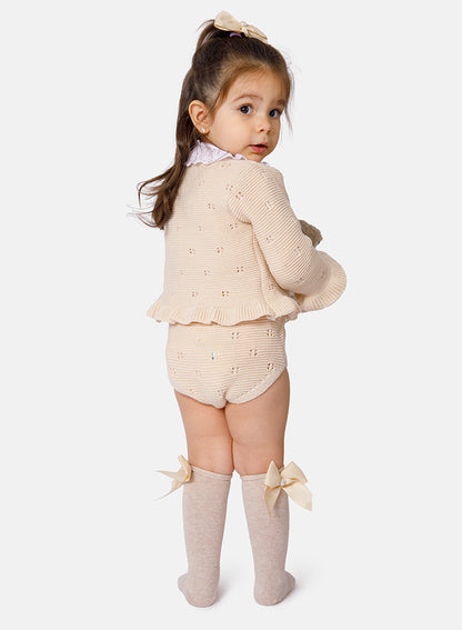 Baby Girl Iria Collection 3-piece Spanish Knitted Set - Beige