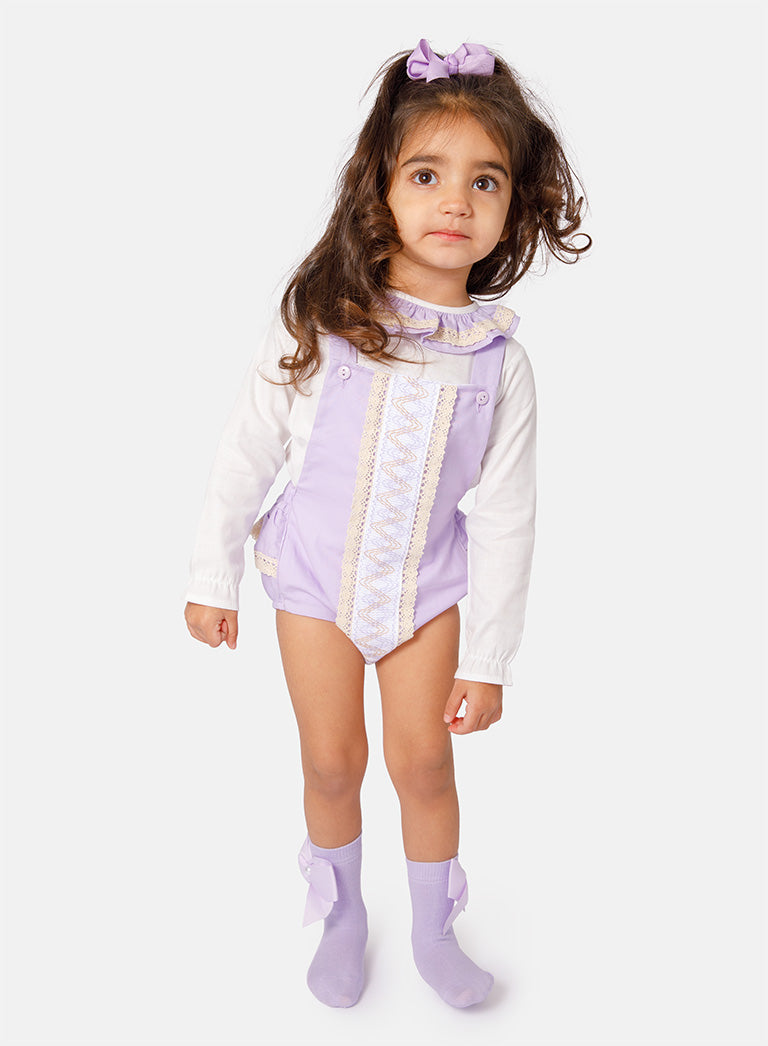 Baby Girl Leyla Collection 2-piece Romper Set - Purple