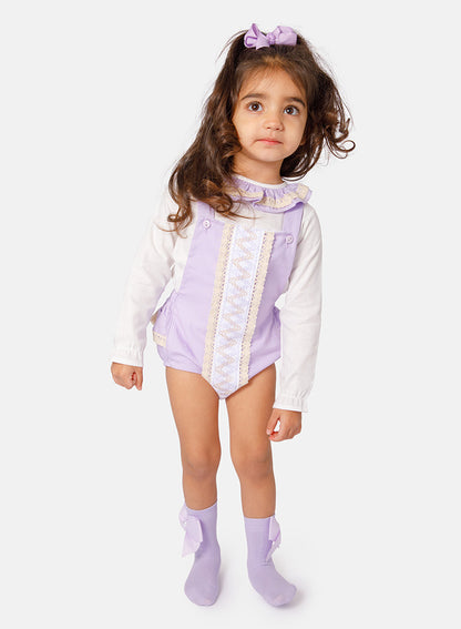 Baby Girl Leyla Collection 2-piece Romper Set - Purple