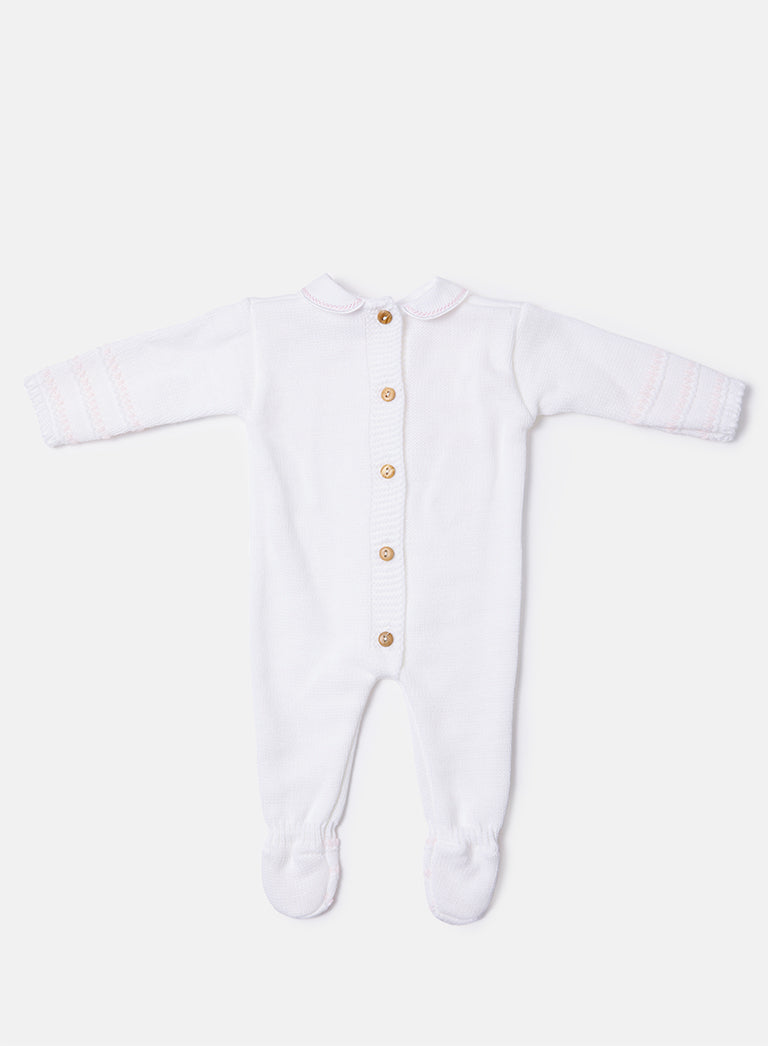 Baby Reyes Collection 2-piece Spanish Knitted Set - Ivory & Pink