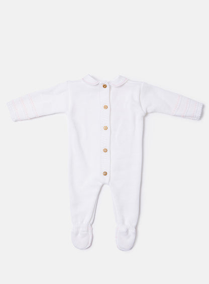 Baby Reyes Collection 2-piece Spanish Knitted Set - Ivory & Pink