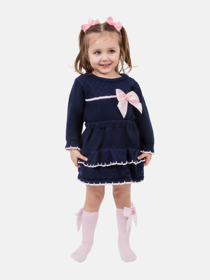 Baby Girl Adelina Collection 2-piece Spanish Knitted Set - Navy