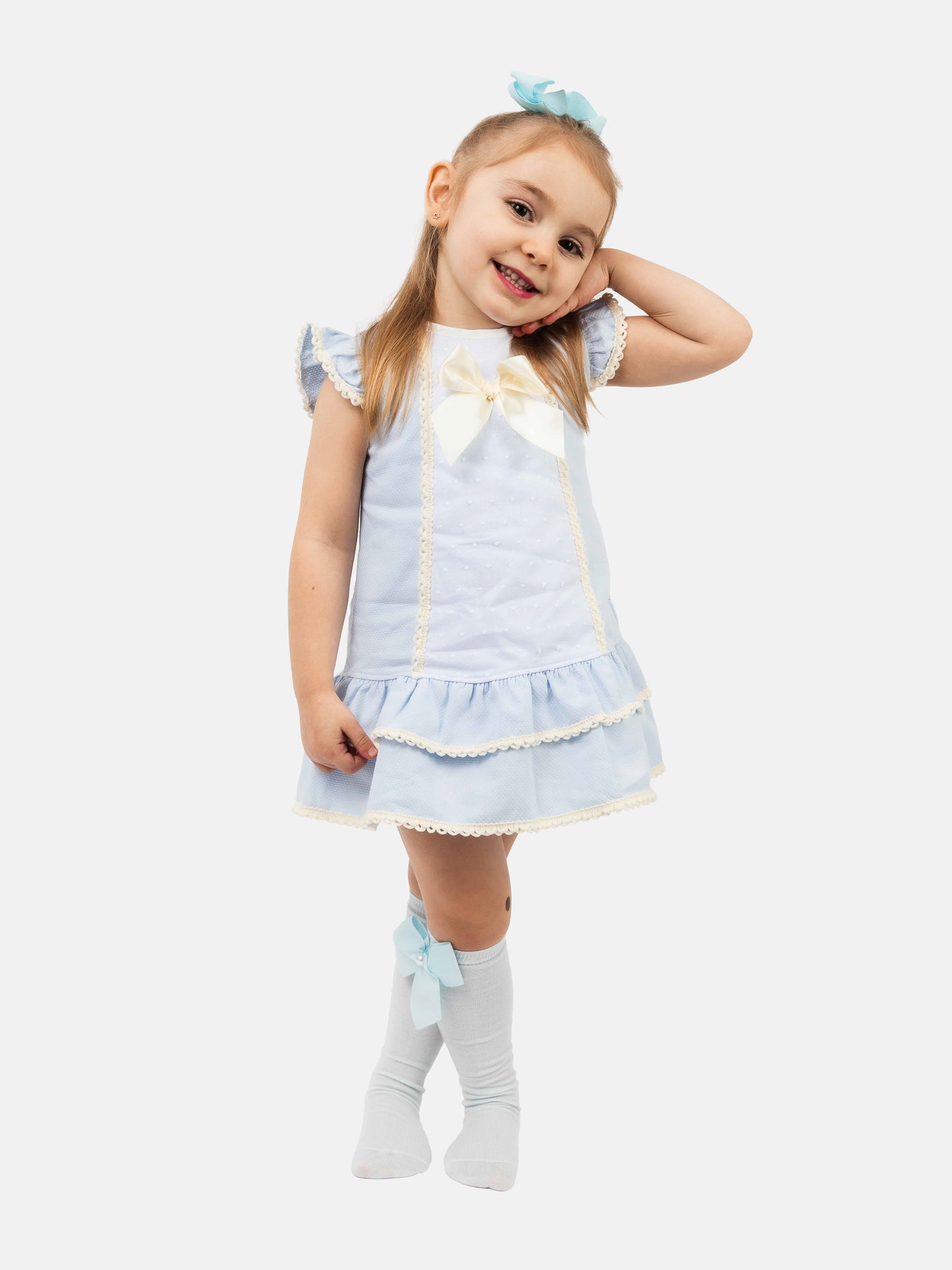 Baby Girl Paulina Collection Spanish Dress - Baby Blue