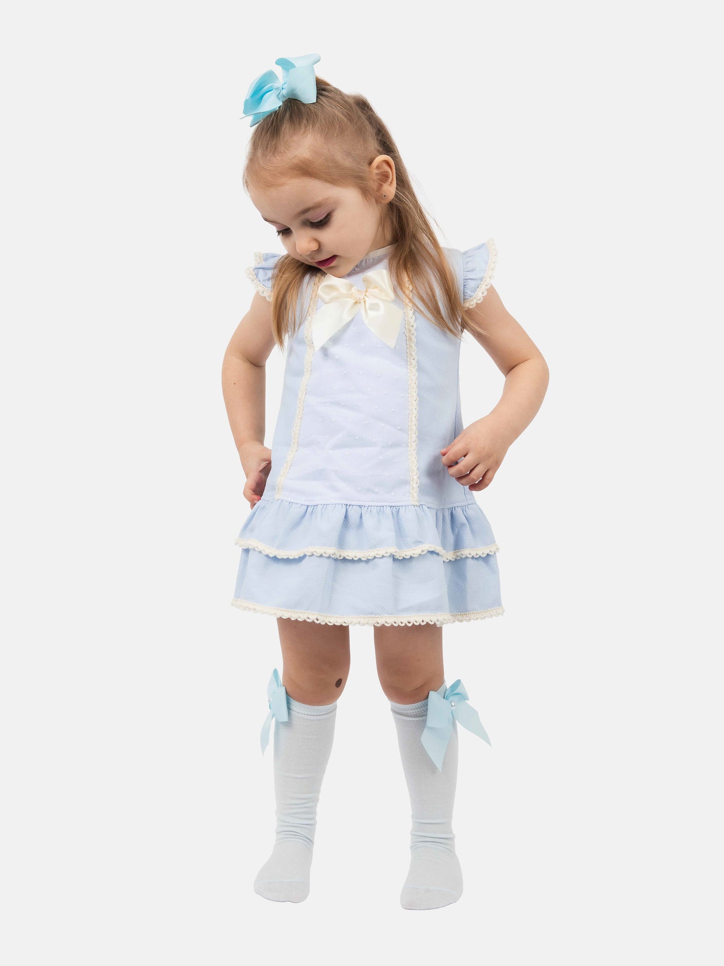 Baby Girl Paulina Collection Spanish Dress - Baby Blue