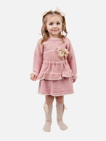 Baby Girl Adelina Collection 2-piece Spanish Knitted Set - Dusty Pink