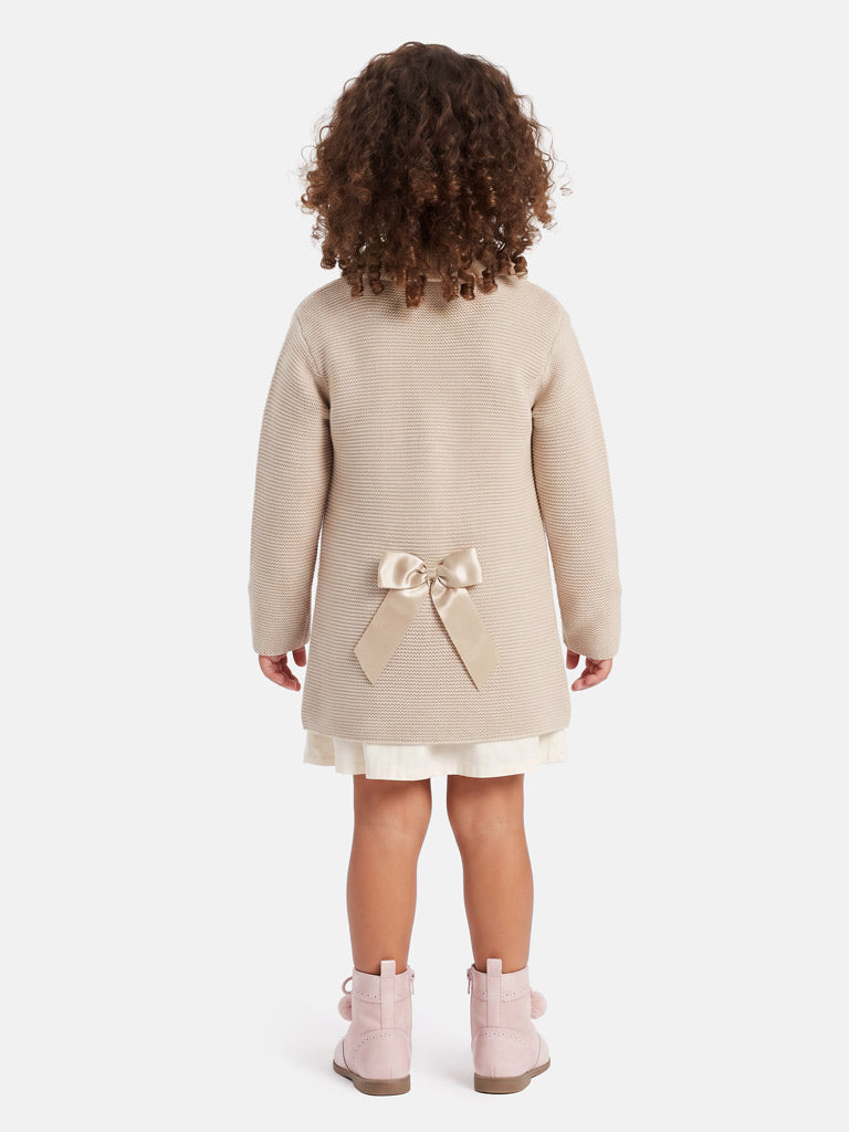 Girl Irene Collection Knitted Coat with Back Bow Baby & Toddler - Beige