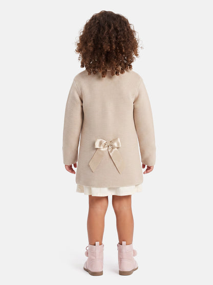 Girl Irene Collection Knitted Coat with Back Bow Baby & Toddler - Beige