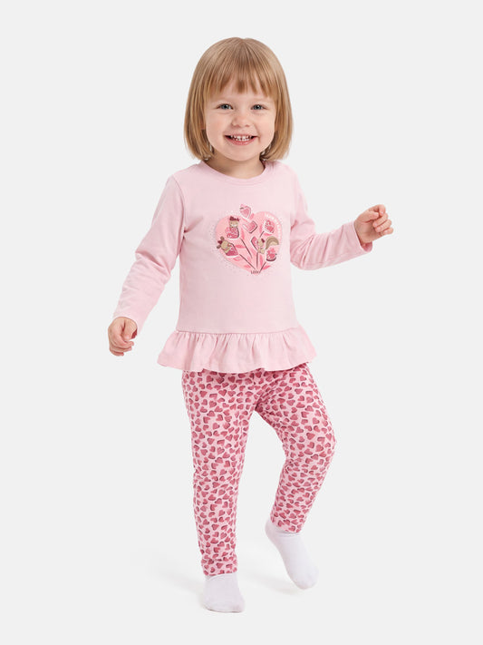 Baby Girl 2-Piece Leggings Set with Happy Hearts Azzura Collection - Dusty Pink