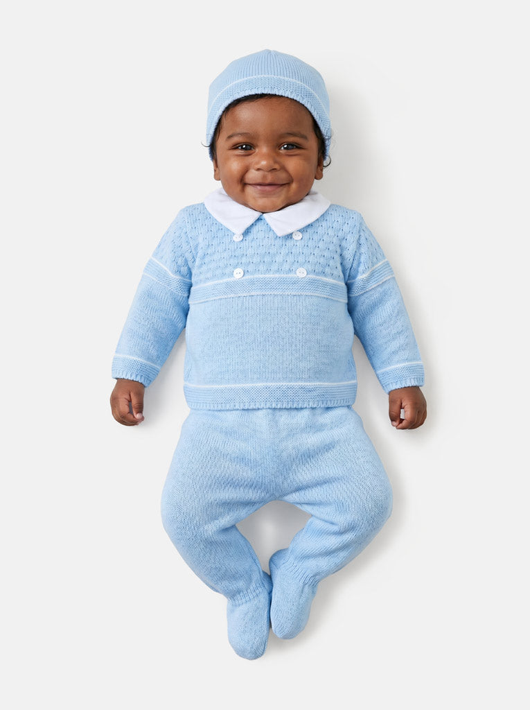 Baby Boy Smart Layette 3-piece Knitted Gift Box Set - Baby Blue