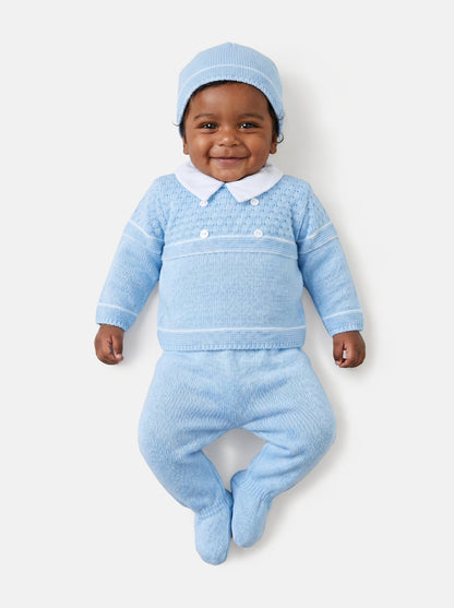 Baby Boy Smart Layette 3-piece Knitted Gift Box Set - Baby Blue