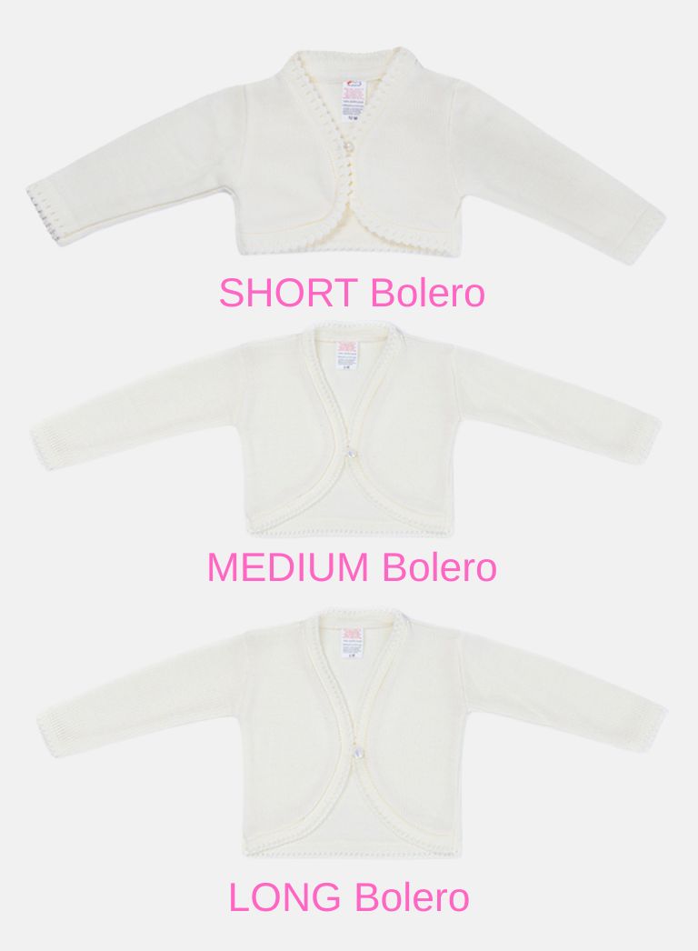 Luxury Baby Girl LONG Bolero with Button - Ivory