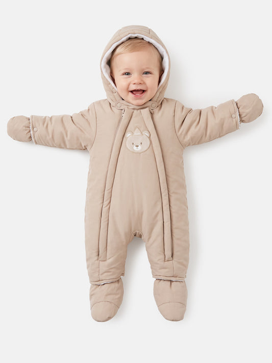 Baby 3-piece Snowsuit Set with Double Zipper - Beige