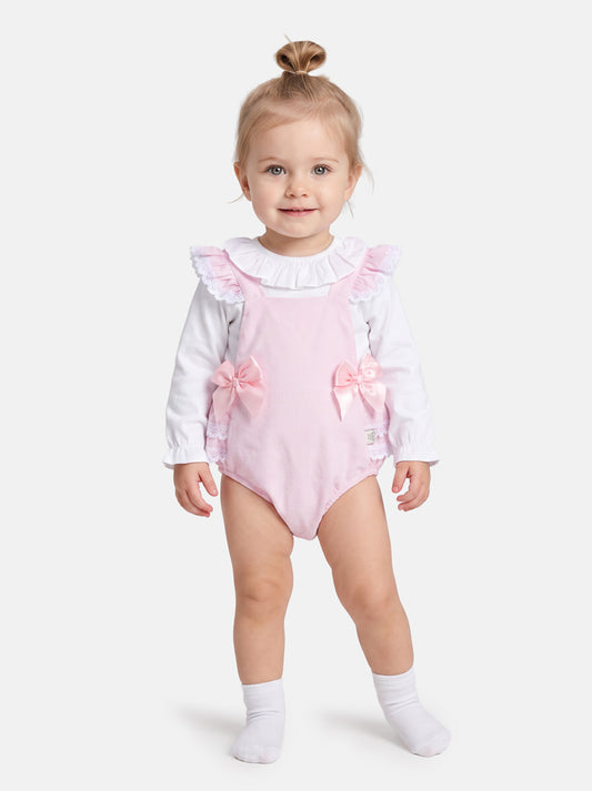 Baby Girl Mariola Collection 2-Piece Frilly Romper Set - Baby Pink