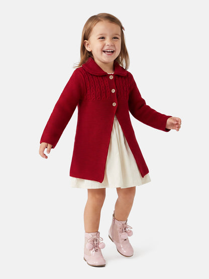 Girl Irene Collection Knitted Coat with Back Bow Baby & Toddler - Red