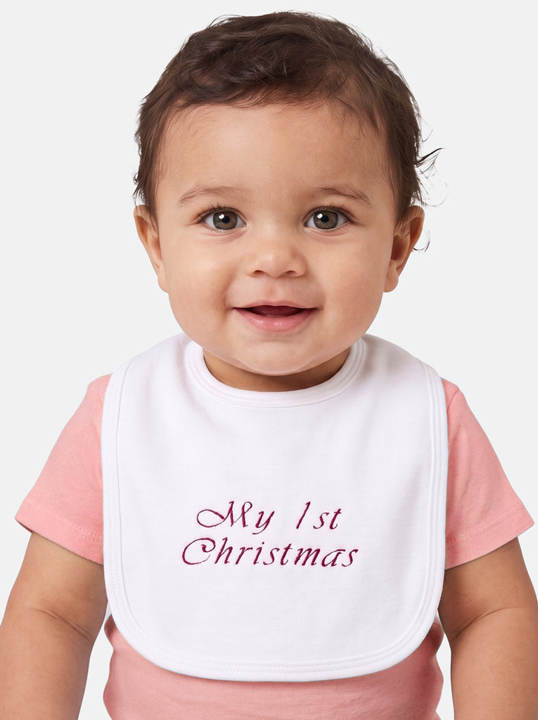"My First Christmas" Embroidered Cotton Bib - Mixed Pack