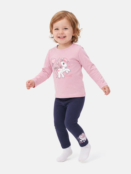 Baby Girl 2-Piece Leggings Set with Pony Design Gisella Collection - Dusty Pink