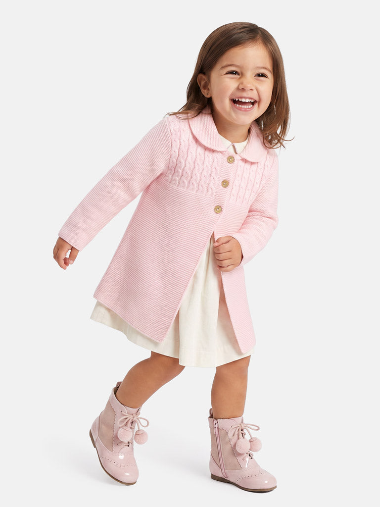 Girl Irene Collection Knitted Coat with Back Bow Baby & Toddler - Baby Pink