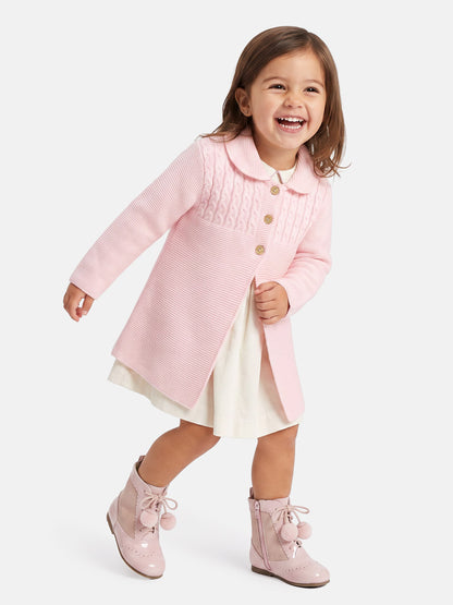 Girl Irene Collection Knitted Coat with Back Bow Baby & Toddler - Baby Pink