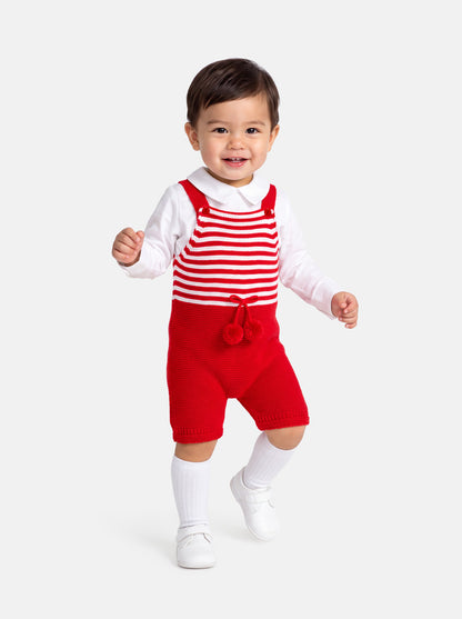 Baby Boy Dante Collection 2-piece Knitted Dungaree Set - Red