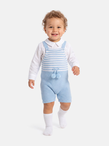 Baby Boy Dante Collection 2-piece Knitted Dungaree Set - Baby Blue
