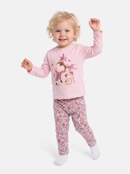 Baby Girl 2-Piece Leggings Set with Girl & Puppy Serafina Collection - Dusty Pink