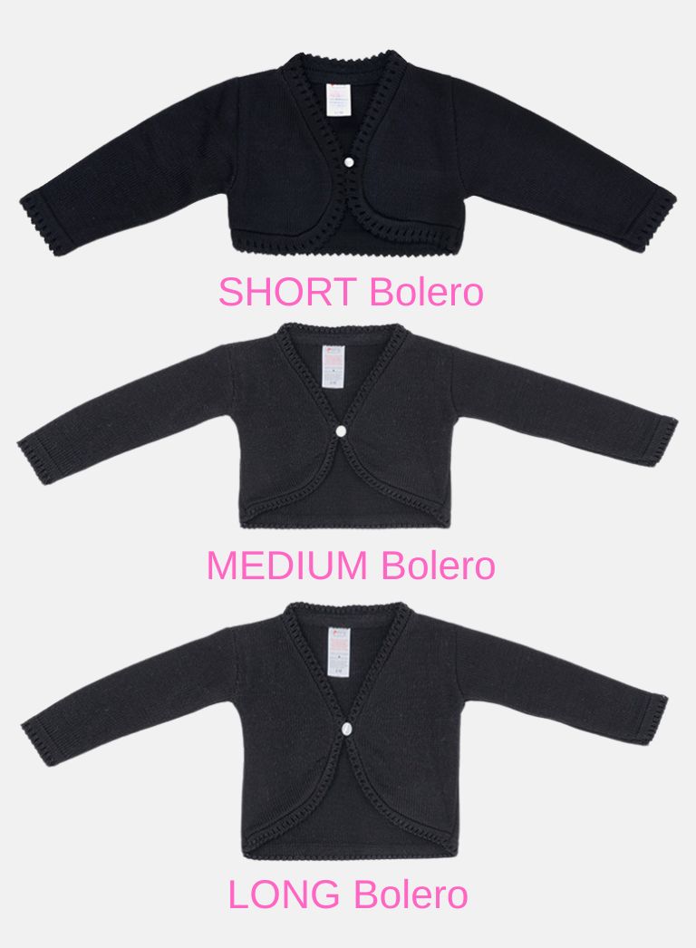 Luxury Baby Girl LONG Bolero with Button - Black