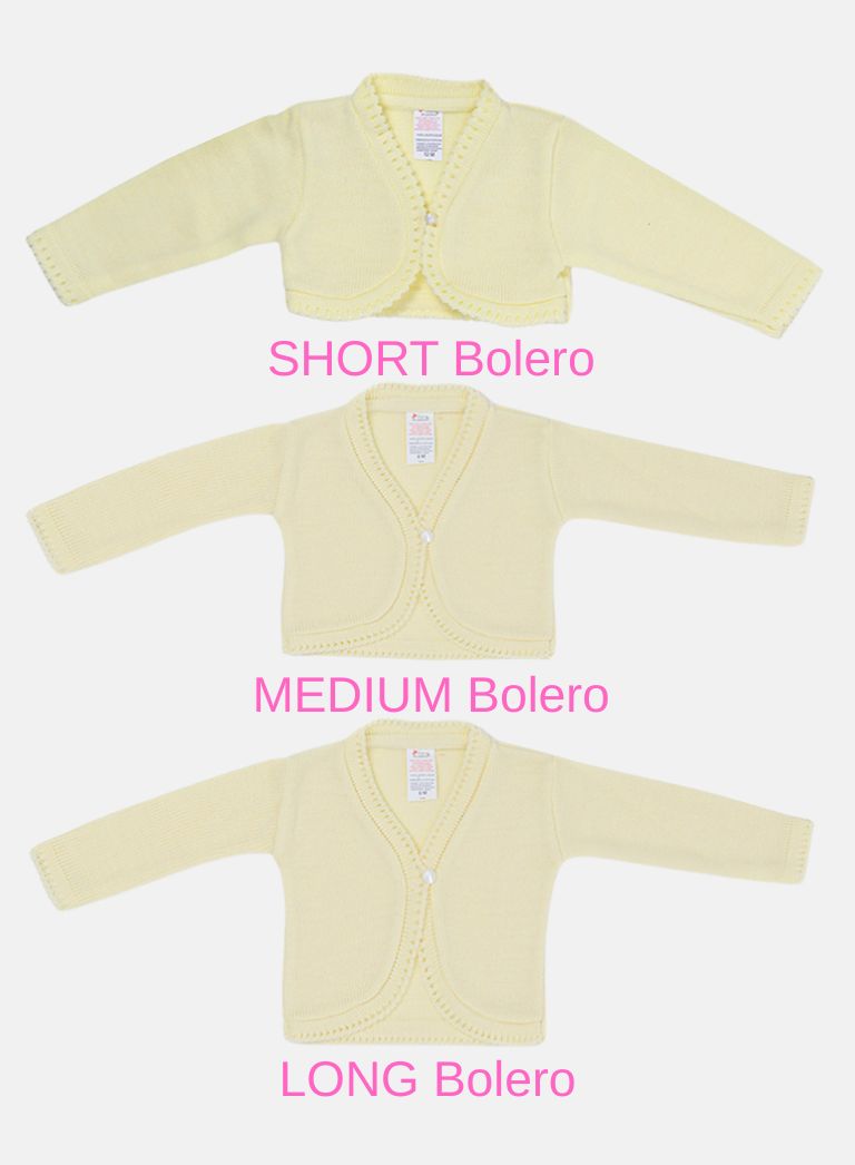 Luxury Baby Girl LONG Bolero with Button - Lemon Yellow