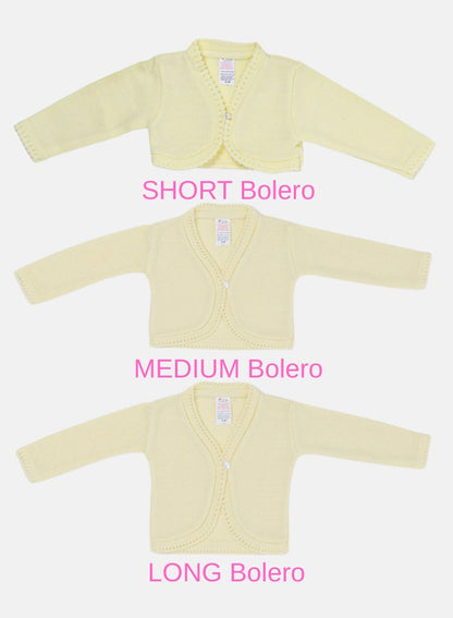 Luxury Baby Girl LONG Bolero with Button - Lemon Yellow
