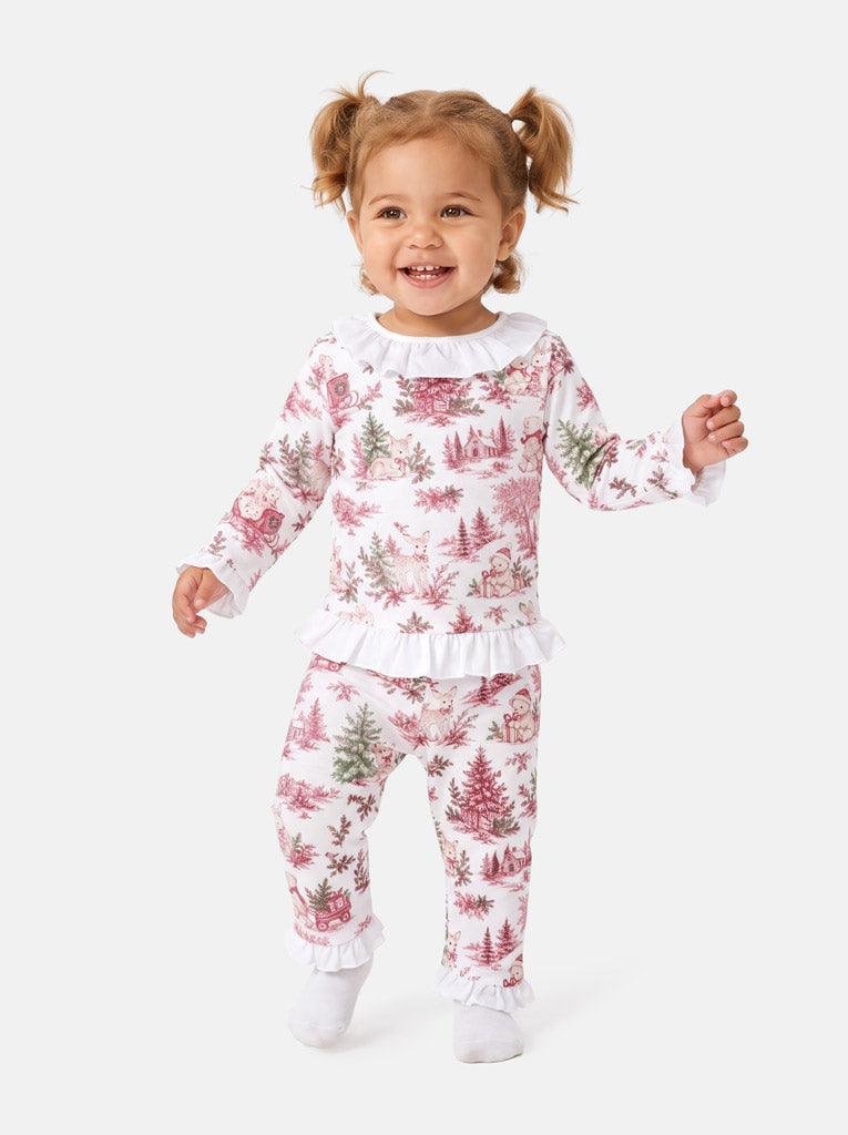 Girl 2-Piece Velour Pyjama Set - Christmas Print Collection - LIMITED EDITION