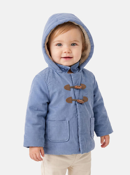 Baby Boy Duffle Coat with Detachable Hood - Blue