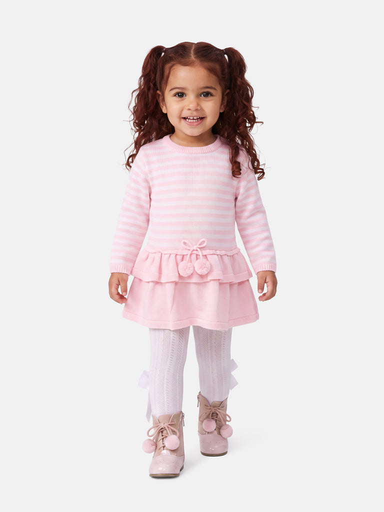 Baby Girl Carlota Collection Knitted Coat & Dress Spanish Set - Baby Pink