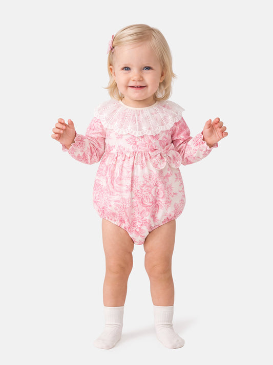 Baby Girl Genoveva Collection Elegant Romper - Pink