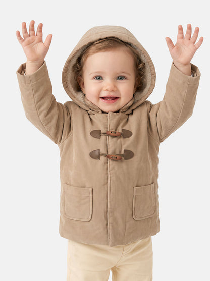 Baby Boy Duffle Coat with Detachable Hood - Beige