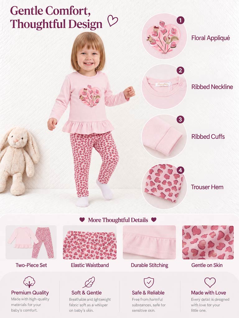 Baby Girl 2-Piece Leggings Set with Happy Hearts Azzura Collection - Dusty Pink