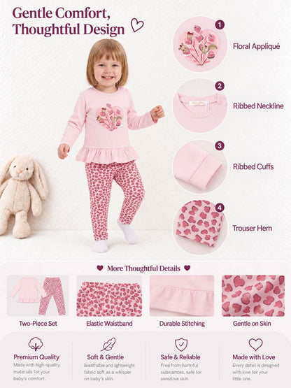 Baby Girl 2-Piece Leggings Set with Happy Hearts Azzura Collection - Dusty Pink
