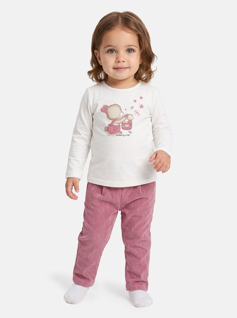 Baby Girl Caterina Collection 2-Piece Tracksuit Set with Bunny Print - Pink