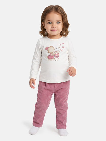 Baby Girl Caterina Collection 2-Piece Tracksuit Set with Bunny Print - Pink