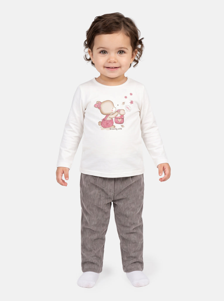 Baby Girl Caterina Collection 2-Piece Tracksuit Set with Bunny Print - Grey