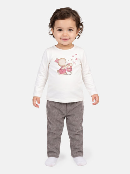 Baby Girl Caterina Collection 2-Piece Tracksuit Set with Bunny Print - Grey