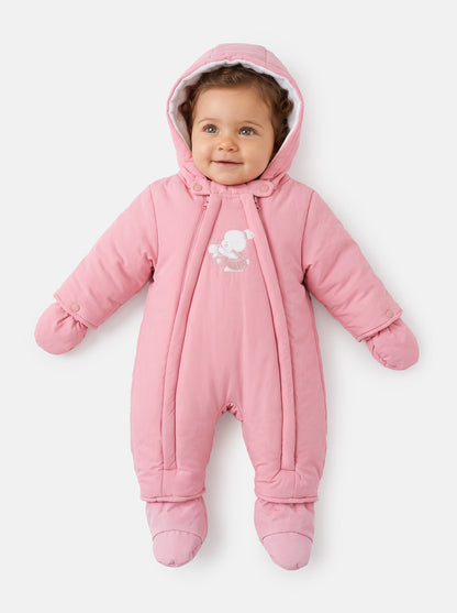 Baby 3-piece Snowsuit Set with Double Zipper - Dusty Pink
