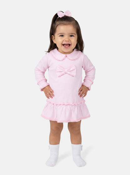 Baby Girl Eliana Collection Ruffle Trim Dress - Baby Pink