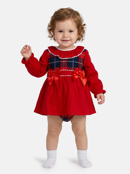 Baby Girl Holly Jolly Collection 2-Piece Top & Bloomers Tartan Set - Red
