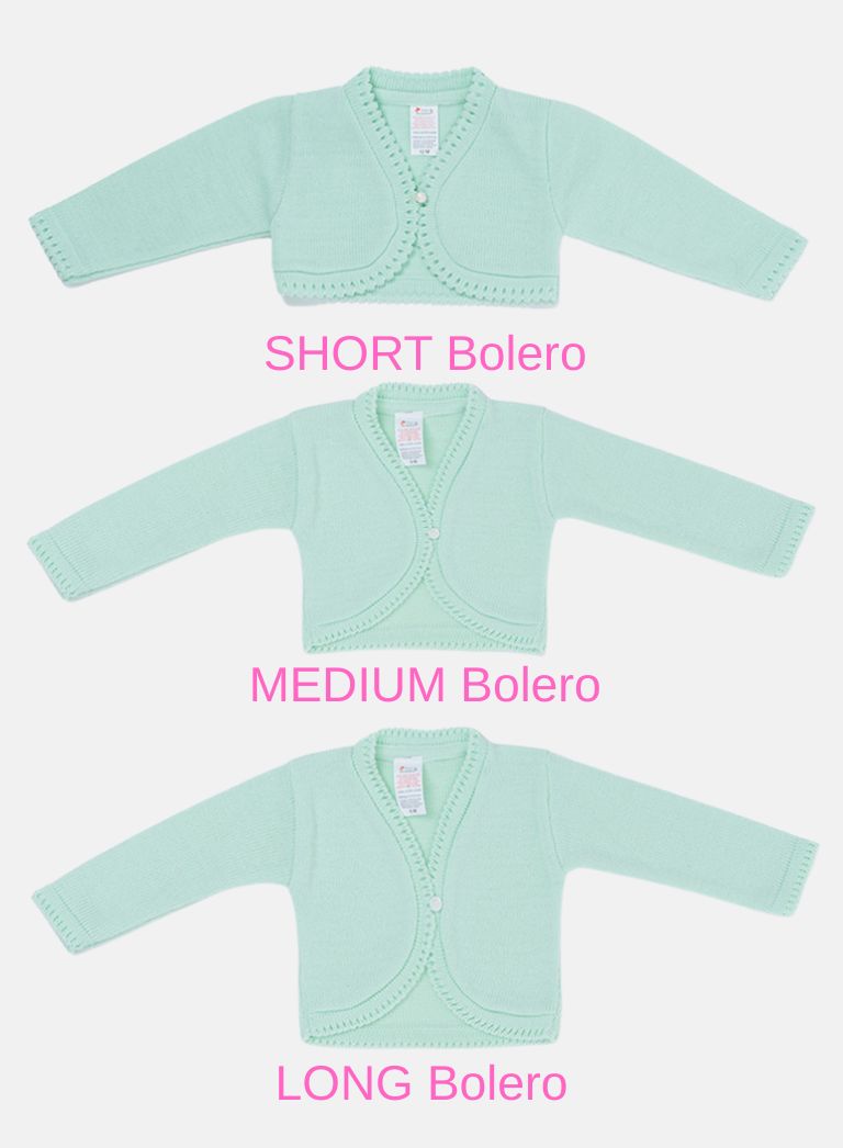 Luxury Baby Girl LONG Bolero with Button - Mint