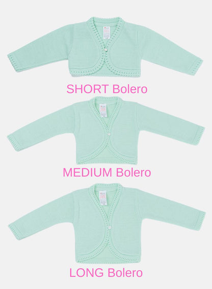 Luxury Baby Girl LONG Bolero with Button - Mint
