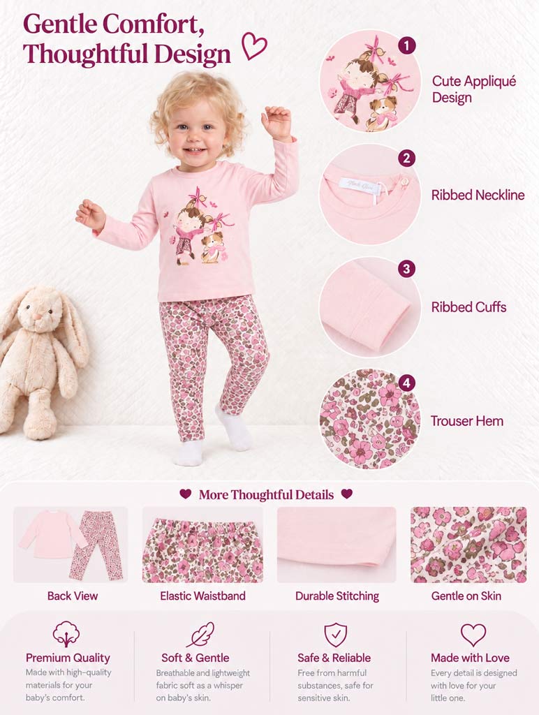 Baby Girl 2-Piece Leggings Set with Girl & Puppy Serafina Collection - Dusty Pink