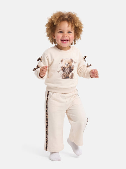 Baby Girl Lucrezia Collection 2-Piece Tracksuit Set with Tigger Teddy Design - Beige