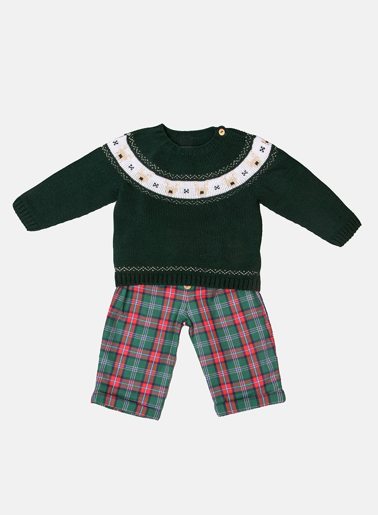 Baby Boy Rudolph Collection Knitted 2-piece Set - Green