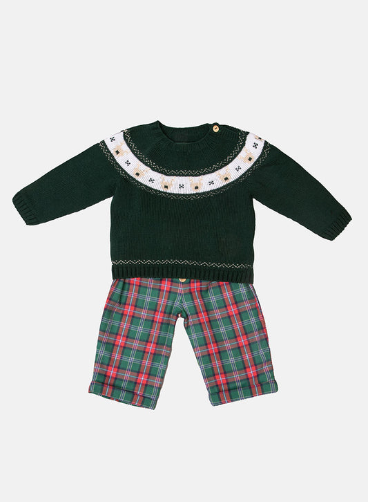 Baby Boy Rudolph Collection Knitted 2-piece Set - Green