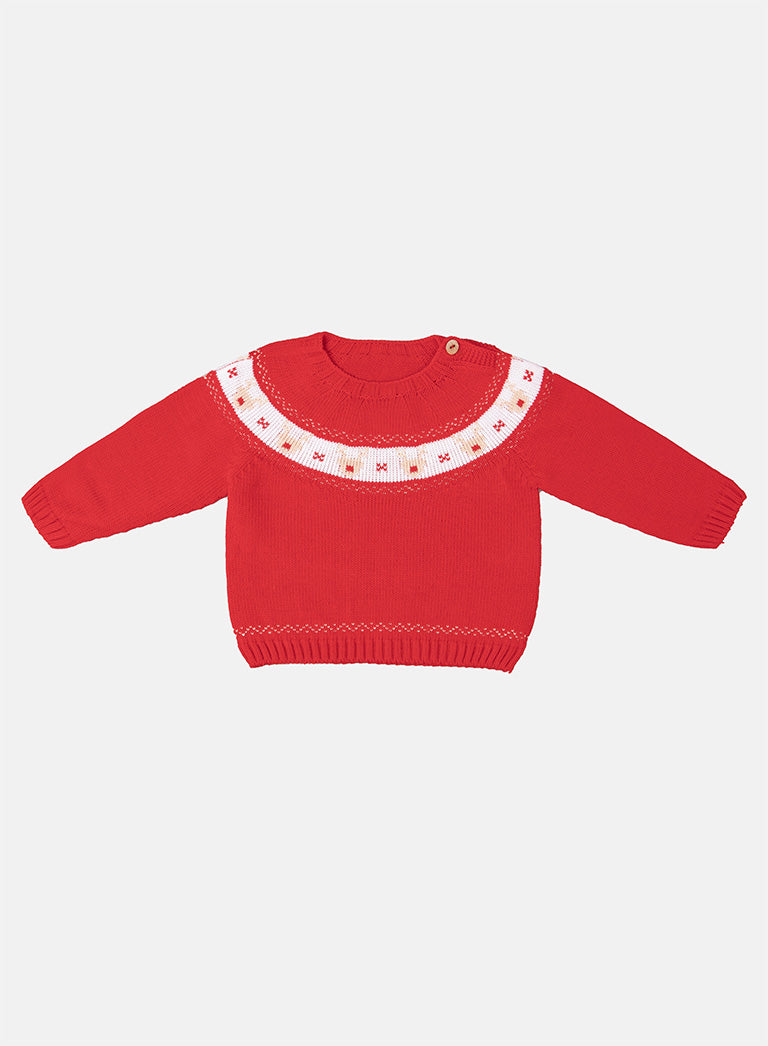 Baby Boy Rudolph Collection Knitted 2-piece Set - Red & Green